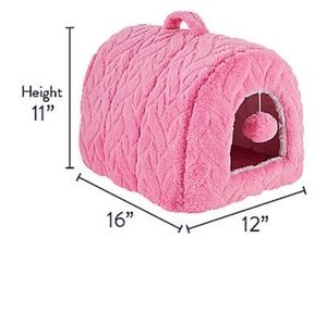 Cozy Pink Pet Cave Cat House Bed
